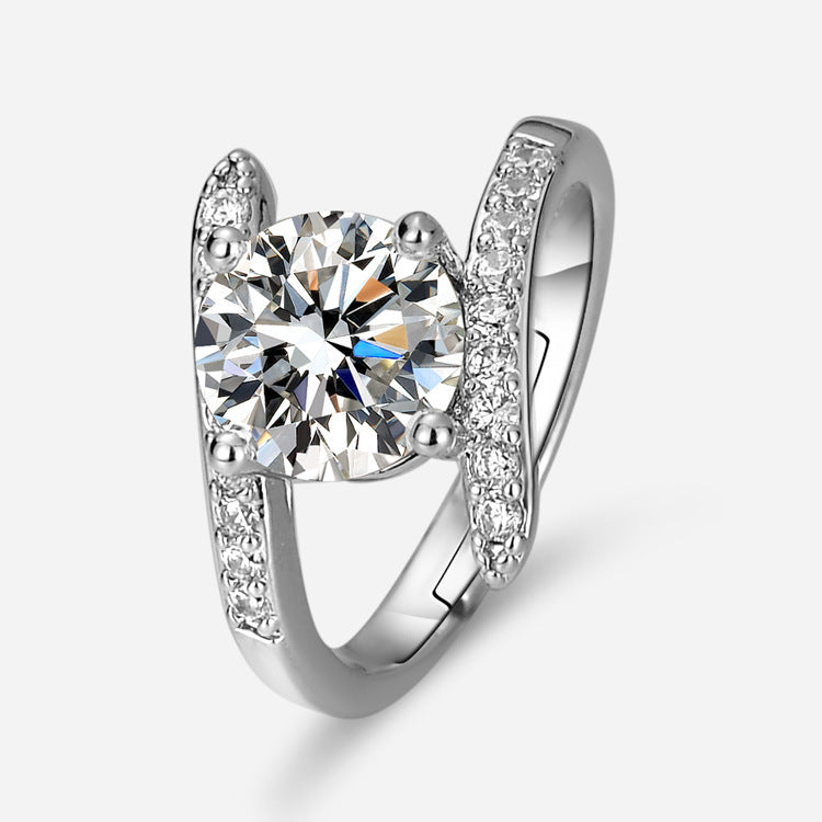 Inlaid Zircon Geometric Ring
