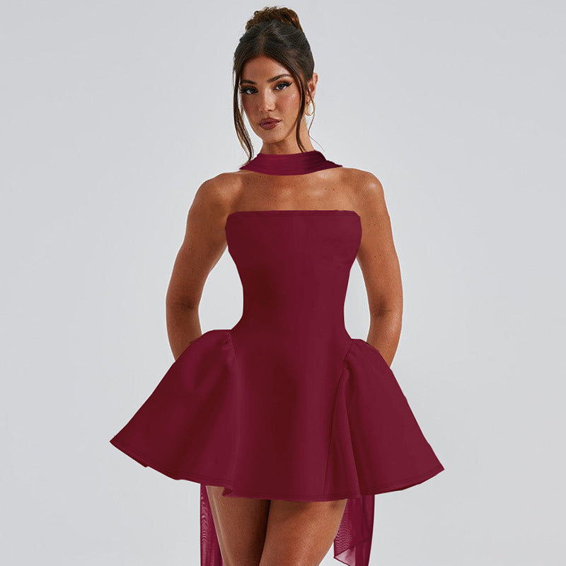 Tube Top Dress With Back Zipper Design