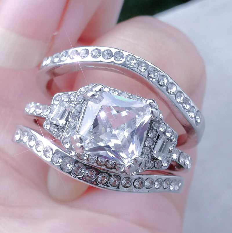 Fashion Ring Set Full Diamond Zircon Ring