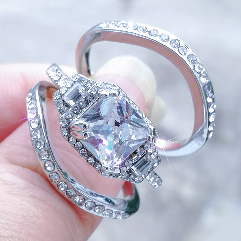 Fashion Ring Set Full Diamond Zircon Ring
