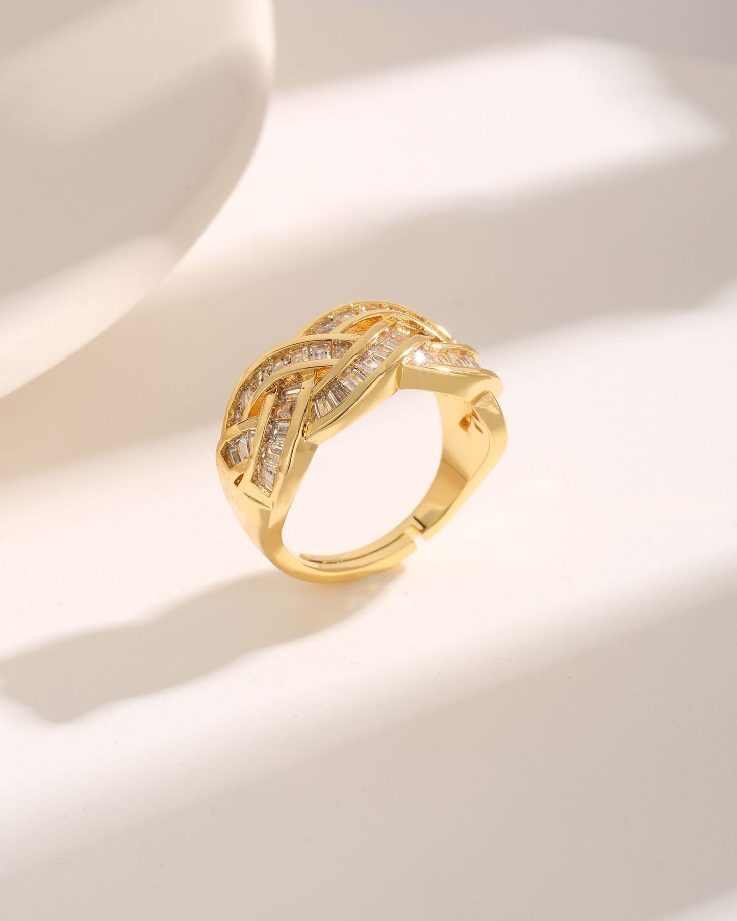 Twist Square Diamond Cross Hollow Ring