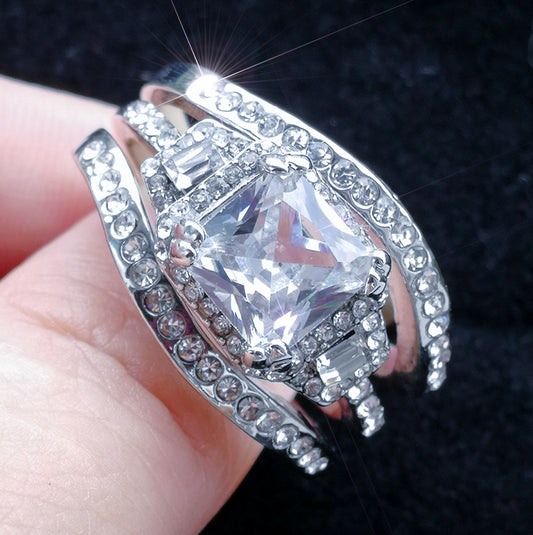 Fashion Ring Set Full Diamond Zircon Ring