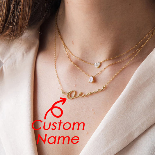 Custom Name Teardrop Diamond Necklace