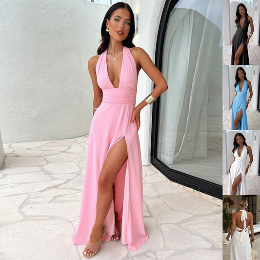 V-neck Slit Dress Summer