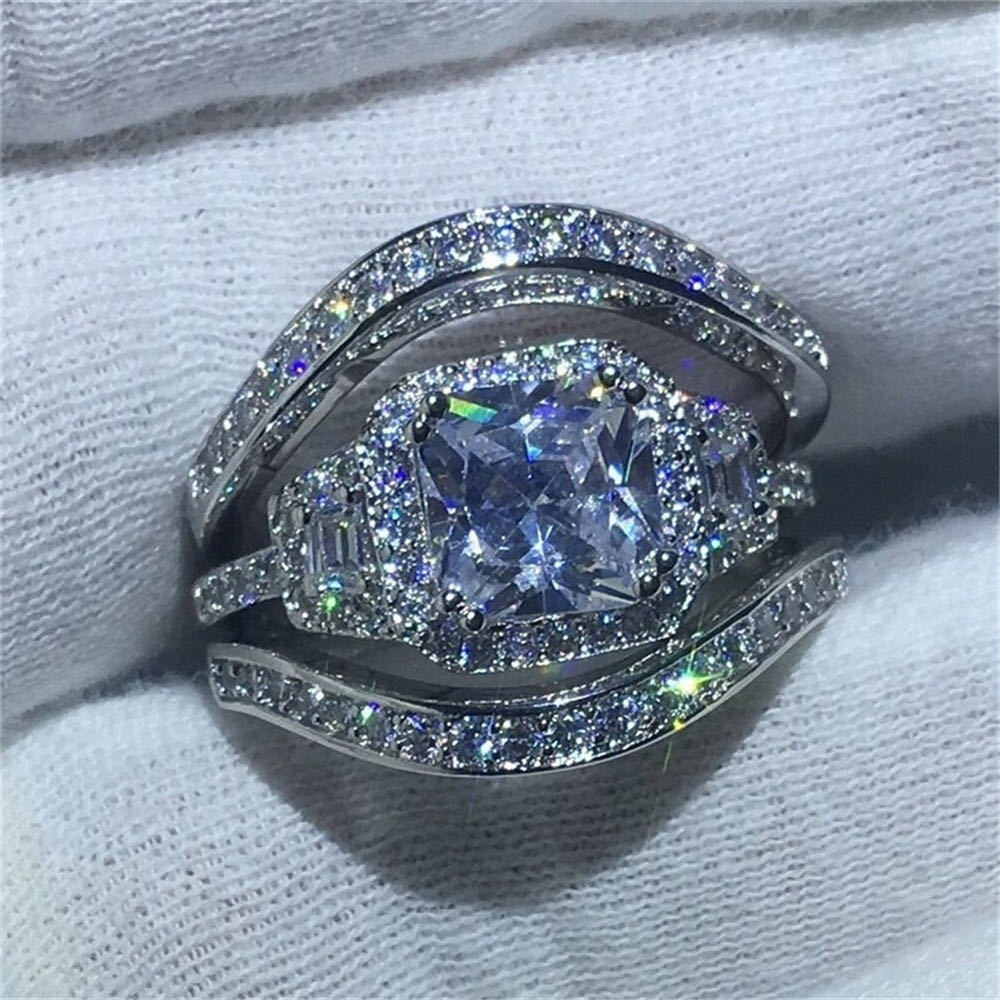 Fashion Ring Set Full Diamond Zircon Ring