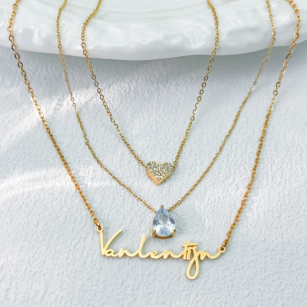Custom Name Teardrop Diamond Necklace