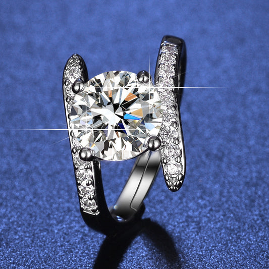 Inlaid Zircon Geometric Ring